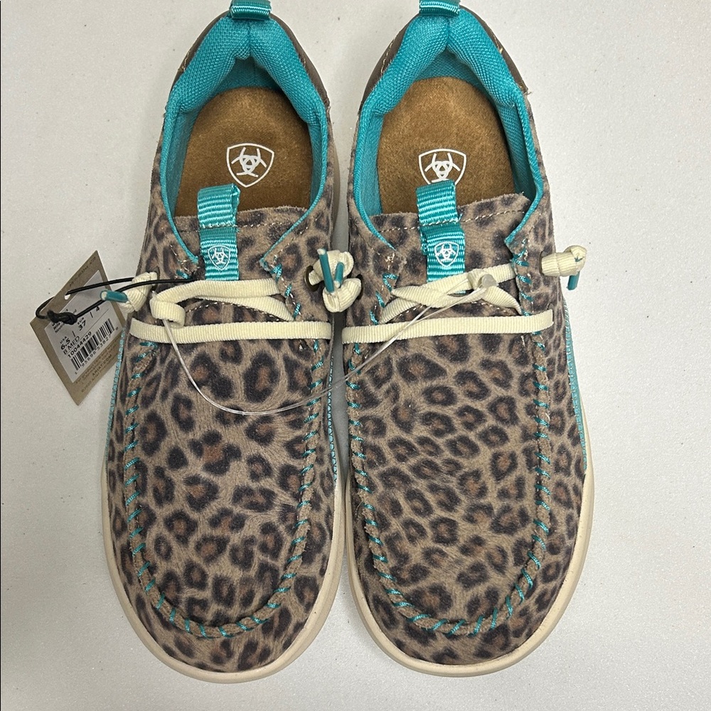 Ariat Hilo Studs Neutral Leopard Sneakers with Teal Accents size 6 1/2 - Picture 6 of 7